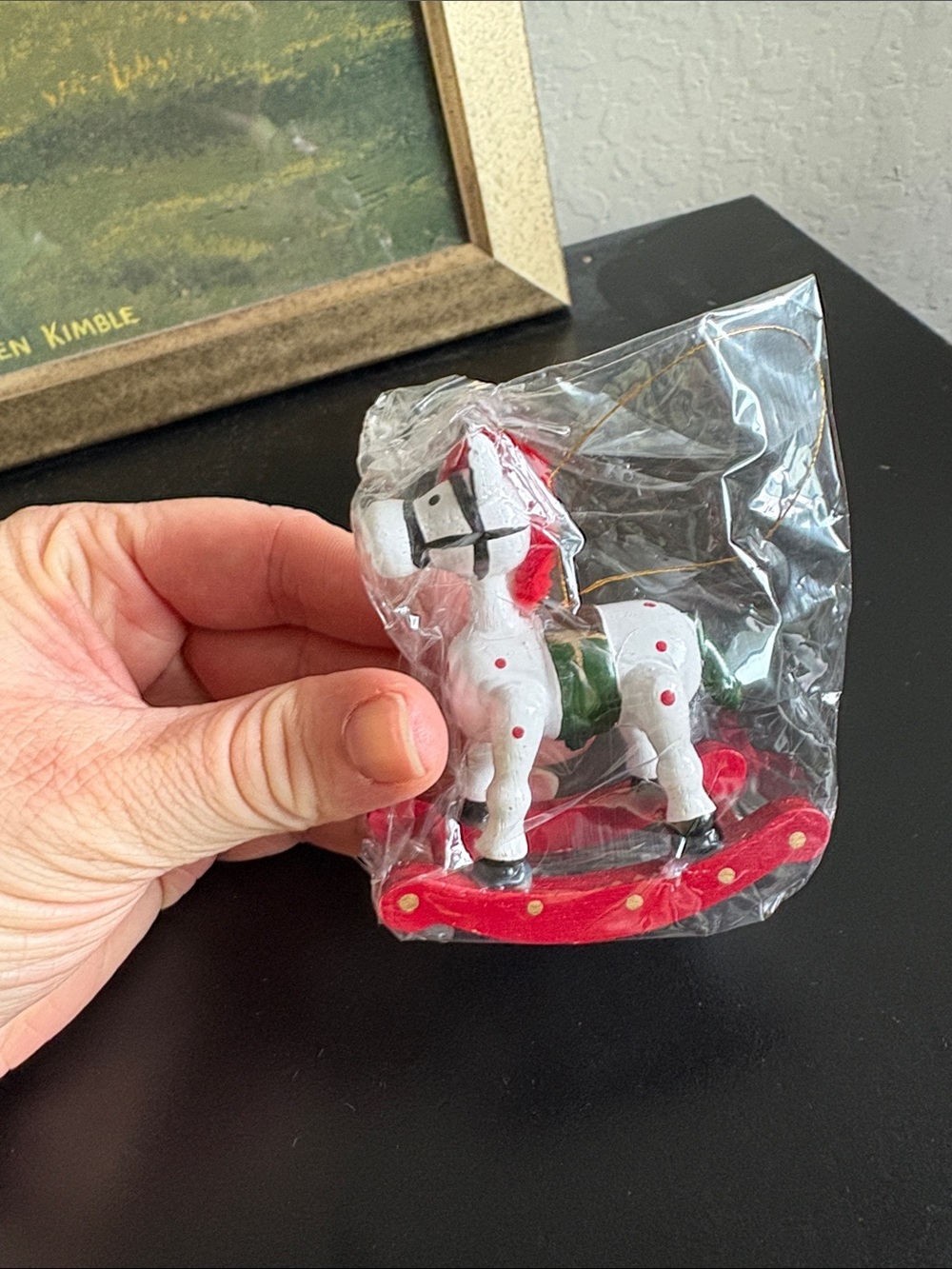 Vintage Wood Rocking Horse Christmas Ornament